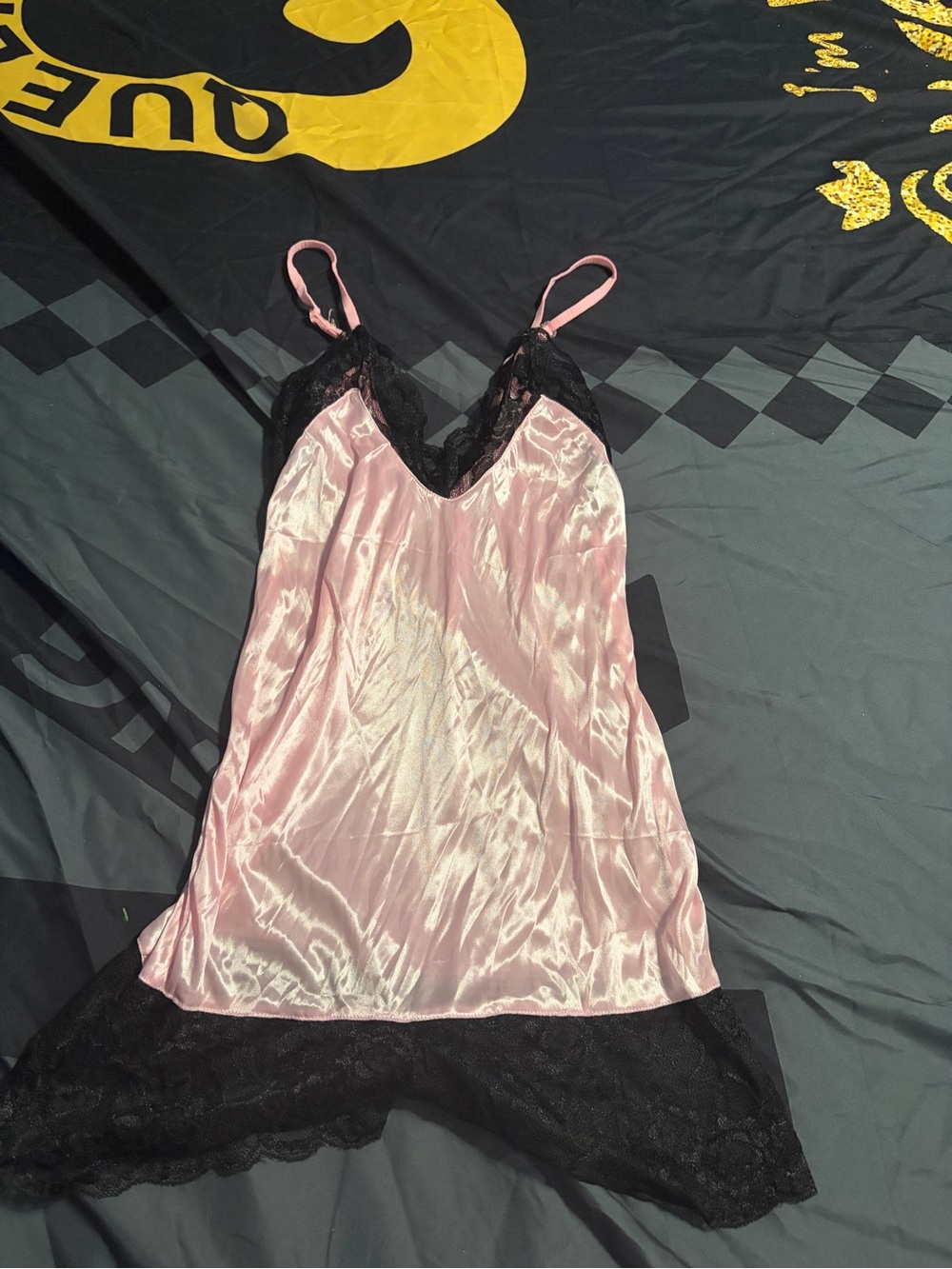 Silky Pink Lace-Trim Slip Nightdress
